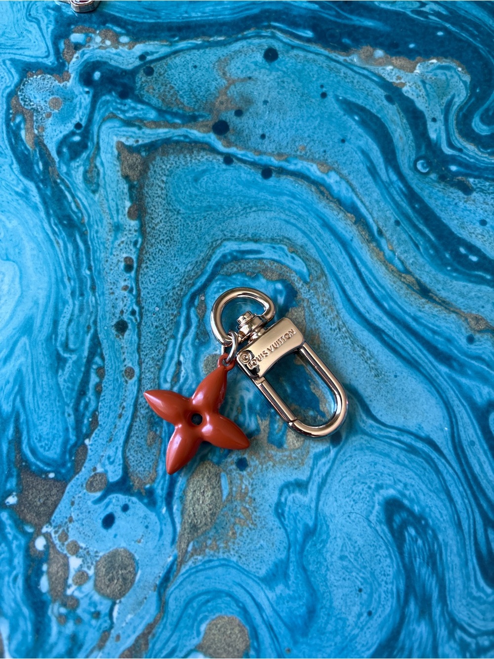 Louis Vuitton Gold and Red-Orange Star Charm Key Clip